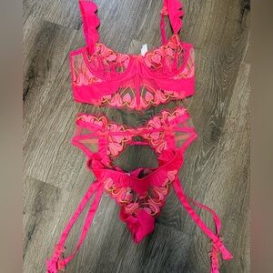 For Love And Lemons Pink and Gold Lingerie Set